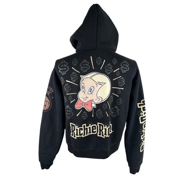 Shoe Palace Other - Shoe Palace Richie Rich Zip Up Hoodie Mens‎ L Black Graphic Dollar Sign Full Zip
